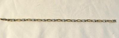 Vintage Gold Tone Bracelet With Diamond Accents 8  925