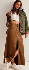Free People - Cord Maxi Skirt Slit We The Free Brown -size 6  New 