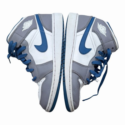 #ad Jordan Air Jordan 1 Mid GS Gray White Blue Leather Mid Top 5Y DQ8423 014 $25.25