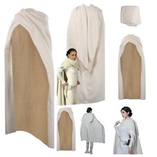 Queen Padme Amidala White Cloak Cape with Blaster Guns Cosplay Costume Halloween