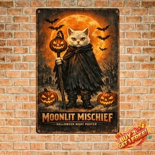 Michael Meowers Horror Cat Metal Sign Funny Halloween Wall Art Retro Decor