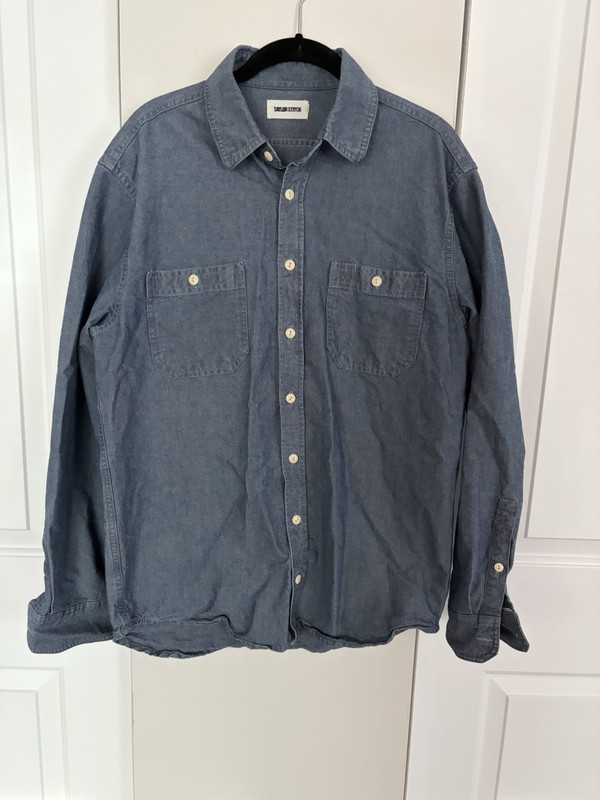 Taylor Stitch Shirt Mens 40 Medium Blue Organic Cotton Chambray Button Up EUC