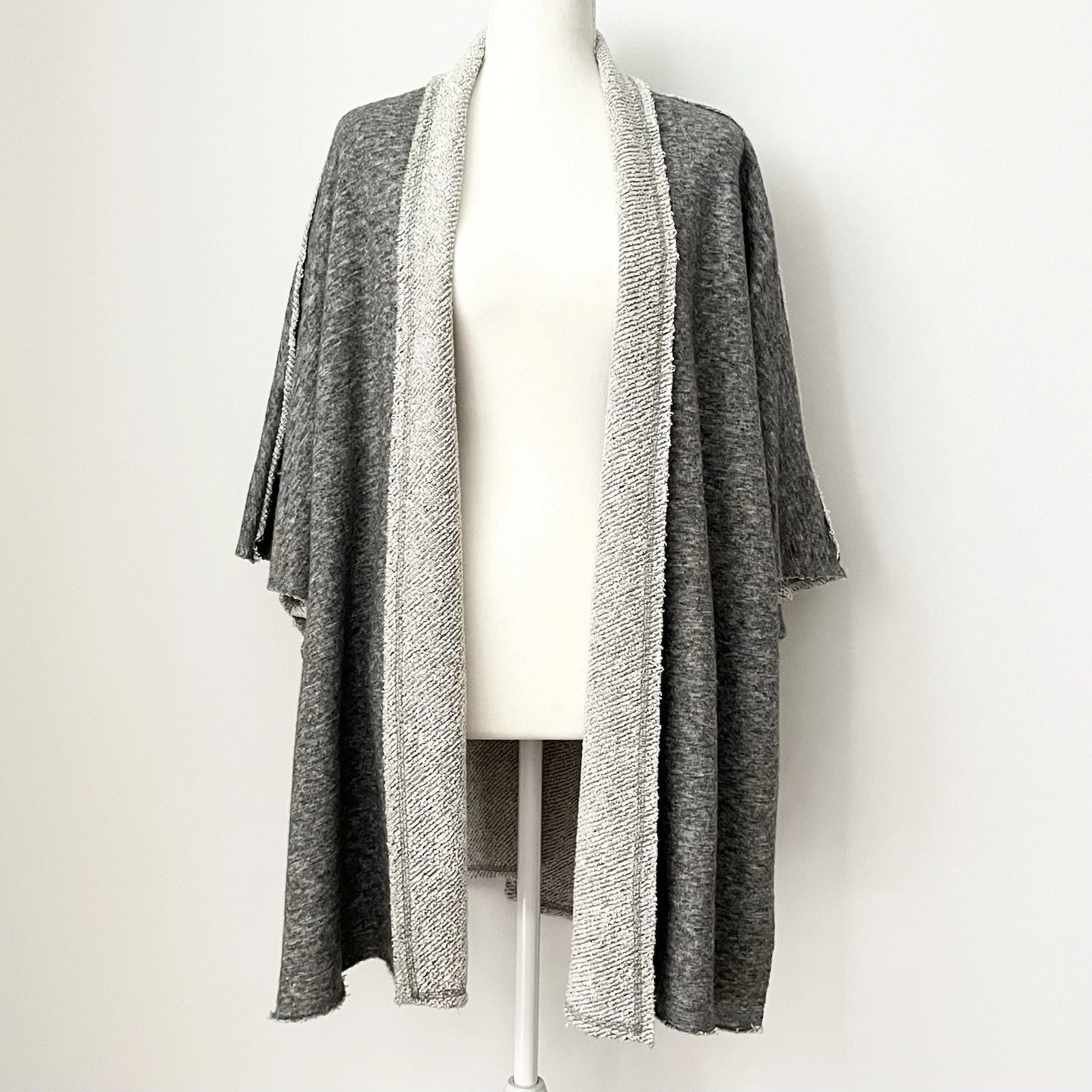 Eileen Fisher Project Women's Cardigan Poncho Gray Terry Size L Lagenlook Cozy