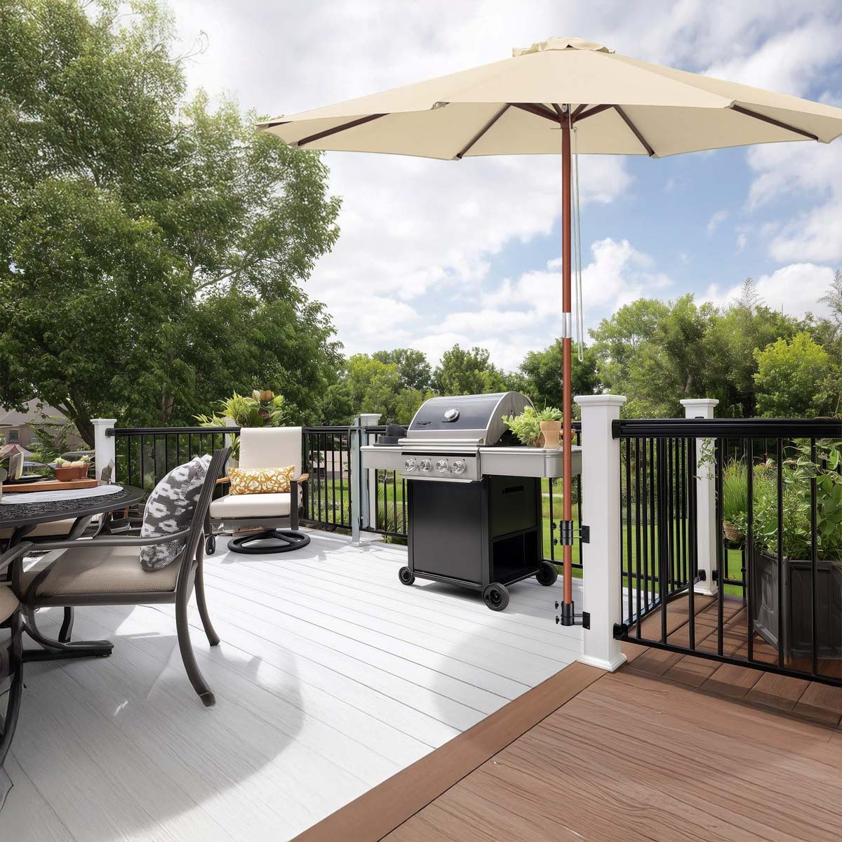 LAGarden Patio Umbrella Corner Mount Bracket for Deck Railing Balcony Courtyard