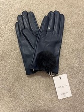 Women’s Ted Baker Navy Leather Gloves Brand New with Tags S/M