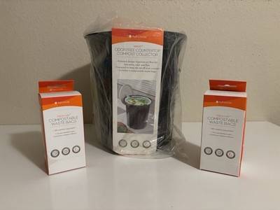 Countertop Compost Bin by Breeze Odor-Free 85L + 2 pkgs of compost bags