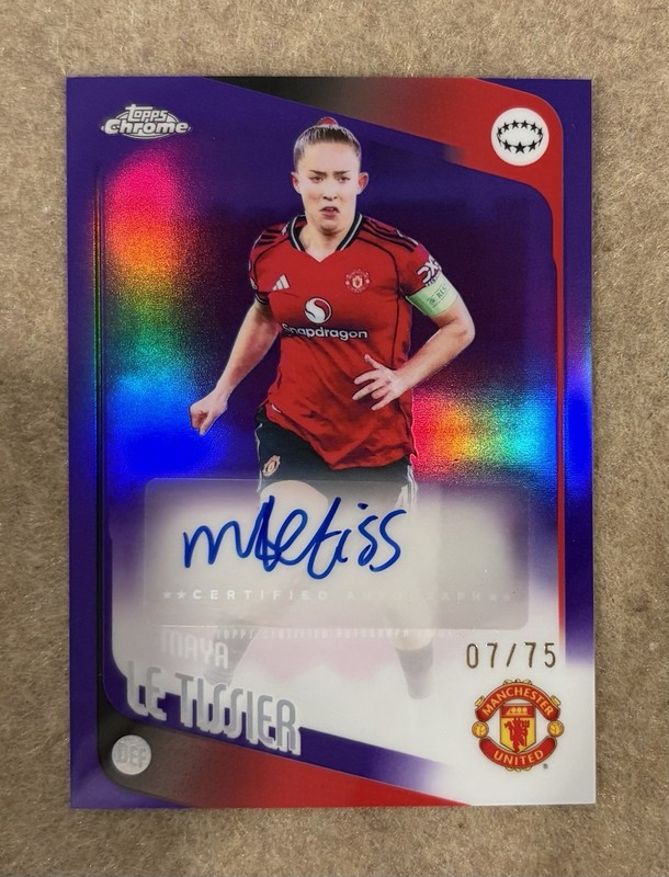 2025-26 UEFA Soccer Women’s Champs League Topps Chrome /75 Auto Maya Le Tissier