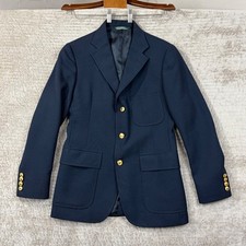 Polo Ralph Lauren Blazer Boys 18 Navy Blue Equestrian Gold Button Vintage Union
