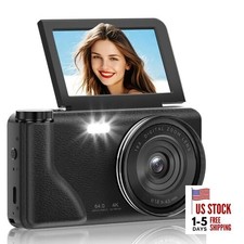 4K 64MP Digital Camera with 3" 180  Flip Screen, 2025 Latest Autofocus