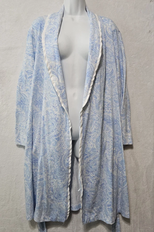 Bata envolvente floral de cachemira azul talla L de Lauren Ralph Lauren para mujer Cottagecore Foto 4 de 4
