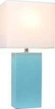  21" Leather Base Modern Home Decor Bedside Table Lamp