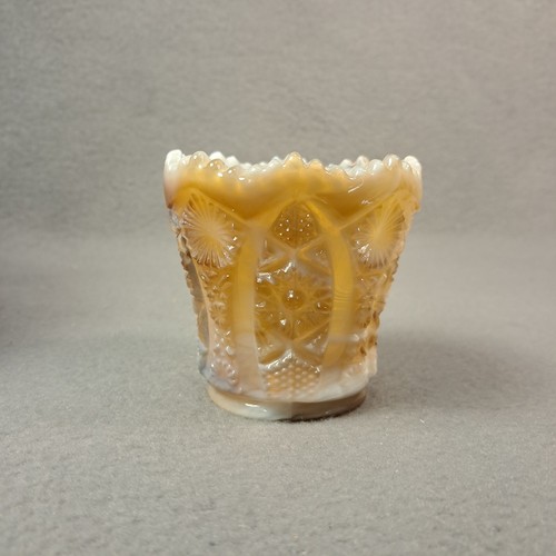 Imperial Glass Hobstar & Arches Toothpick Holder Slag Glass Caramel - Picture 3 of 11