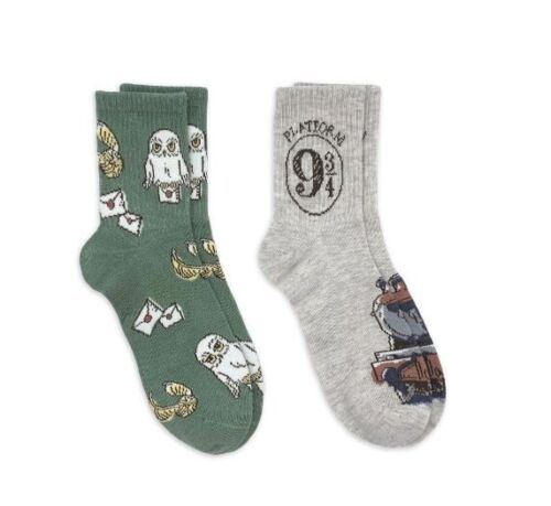 Harry Potter Hedwig Women's Print Mid Crew Socks, 2-Pack, Shoe Size 4-10