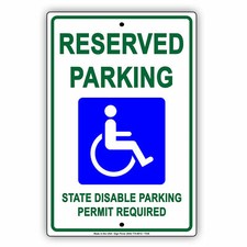 Reserved Parking Handicap Disable Permit Required Novelty Aluminum Metal Sign