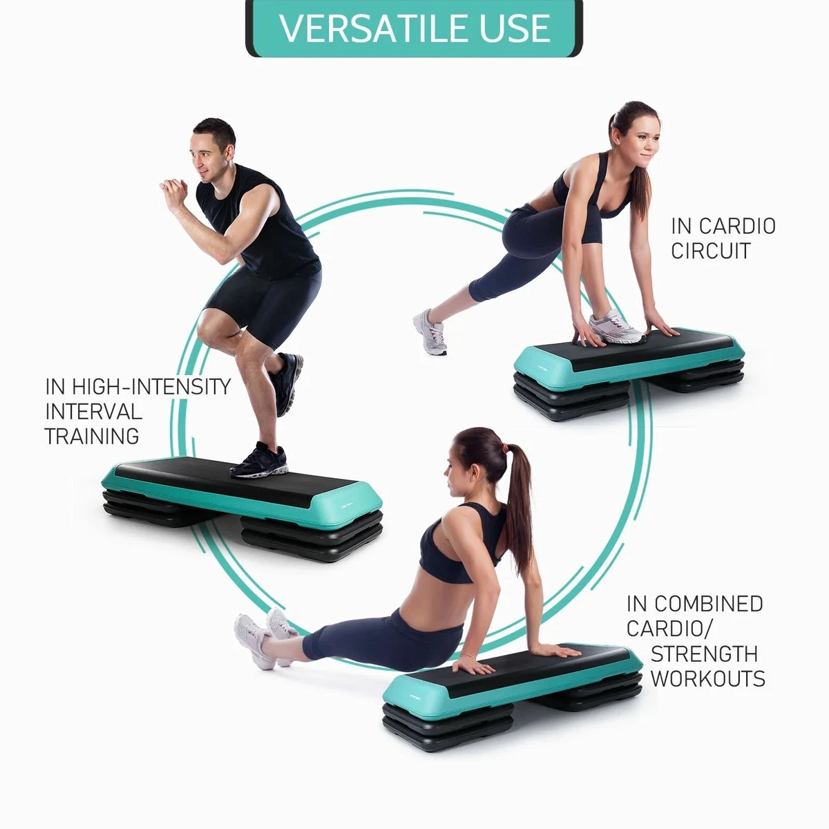 Aerobic stepper outlet with risers
