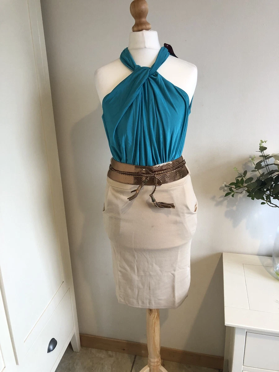 2 In 1 Pencil Dress with Gold Belt UK 10 eBay