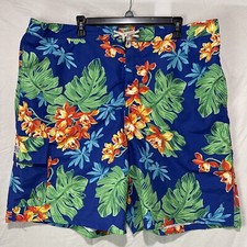 Polo Ralph Lauren Board Shorts Mens XL Tall Blue Floral Beach Hawaiian Lined