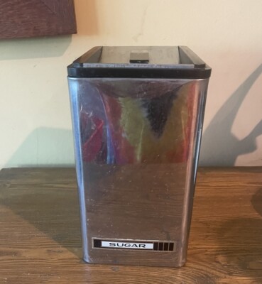 Vintage MCM KROMEX Chrome and Black Canister Sugar