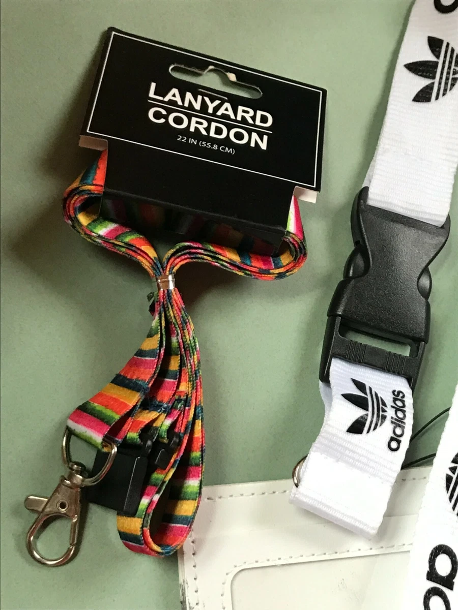 Lot of Colorful Striped Black White Adidas Lanyard w Name Tag Adidas one