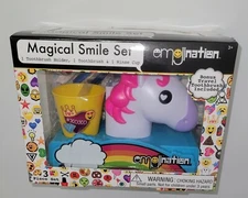 UNICORN 3-Pc Magical Smile Set Emojination Kids Toothbrush, Holder, & Rinse Cup