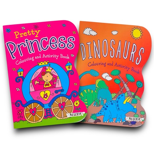 2x Kinder Malbücher Dinosaurier & Prinzessin Aktivität für Junge Mädchen Kunst Reise