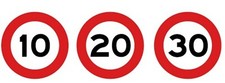 CARTELLO SEGNALE SEGNALETICA STRADALE CANTIERE LIMITE DI VELOCITA' 10-20-30 KM/H