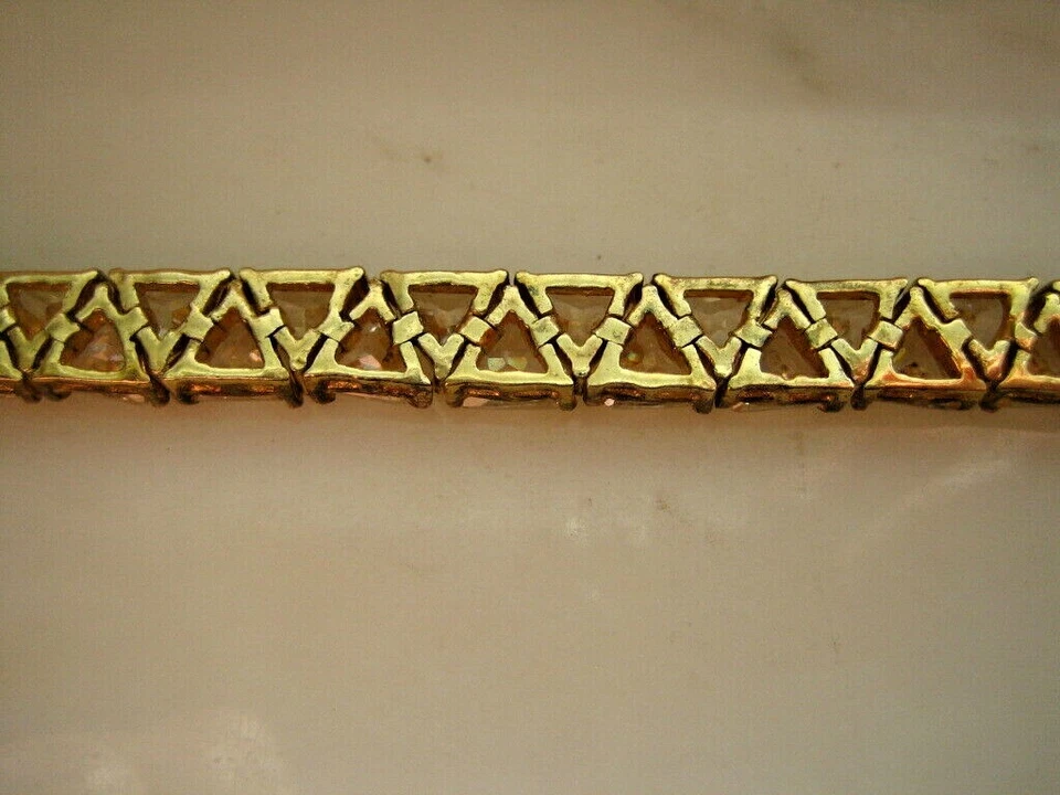 RAREZAS BRAZALETE TENIS PLATA ESTERLINA CIRCONITAS CÚBICAS CHAPADO EN ORO V Foto 4 de 4