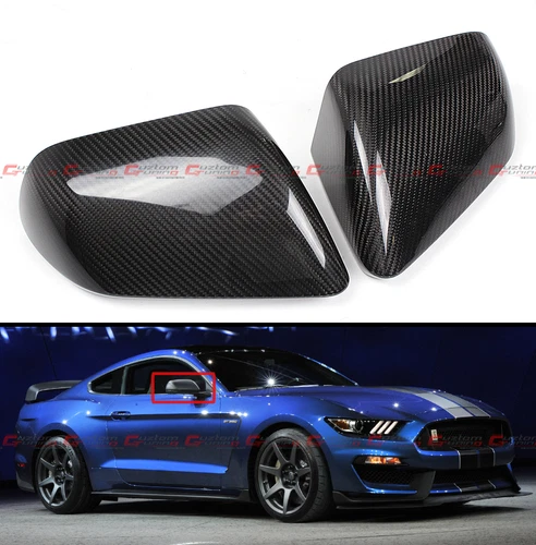REAL CARBON FIBER SIDE MIRROR COVERS FOR 15-2023 FORD MUSTANG GT W/O LED SIGNAL