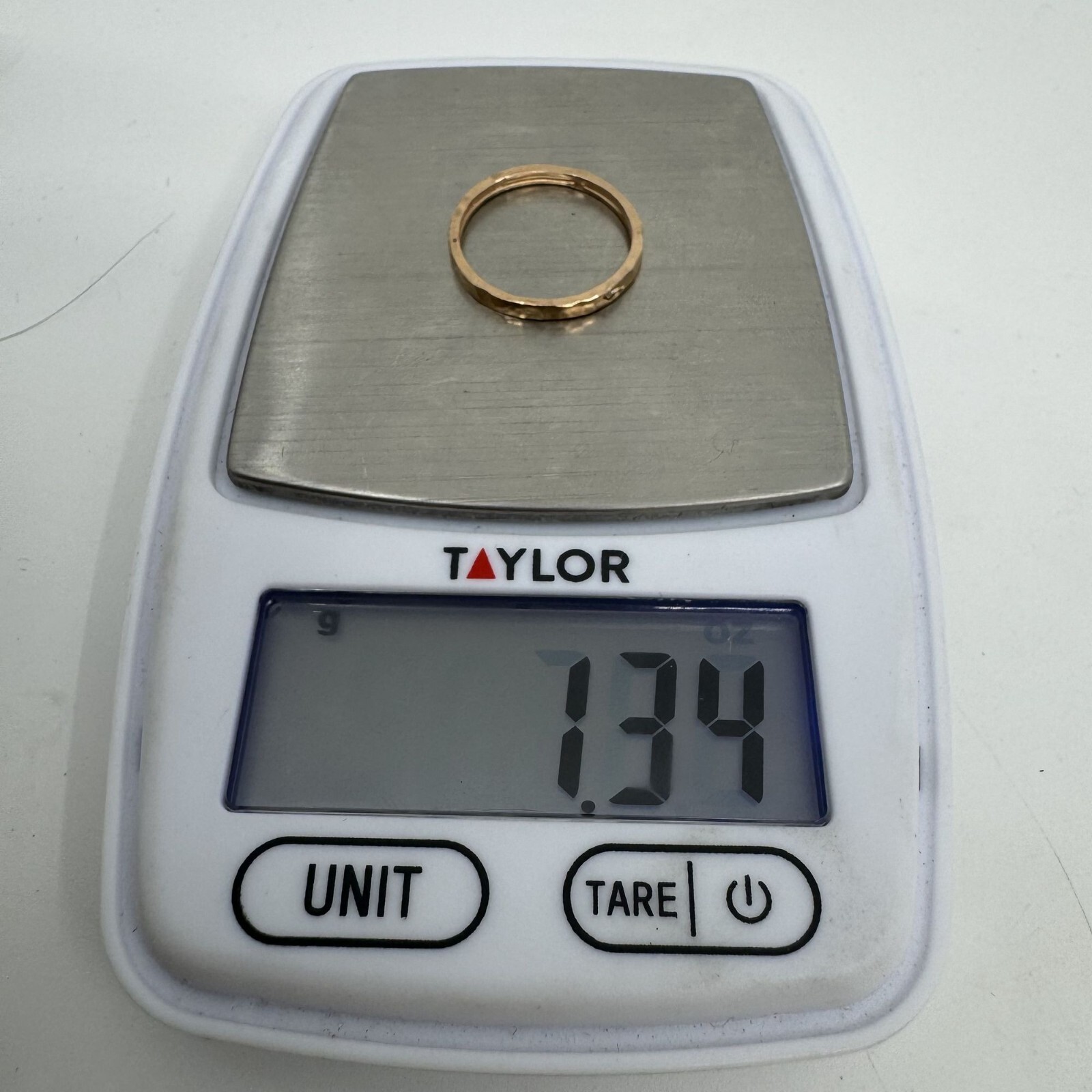 14K Rose Gold Hammered Stackable Ring With Diamon… - image 11