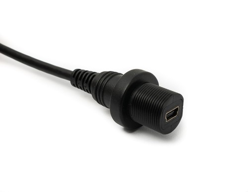 USB 2.0 Cable 100 CM Mini B Plug To Socket Bulkhead Waterproof IN Black - Zdjęcie 4 z 4
