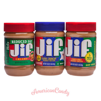 2x JIF Peanut Butter aus USA 454g (creamy, crunchy, natural honey)  (20,91 /kg)