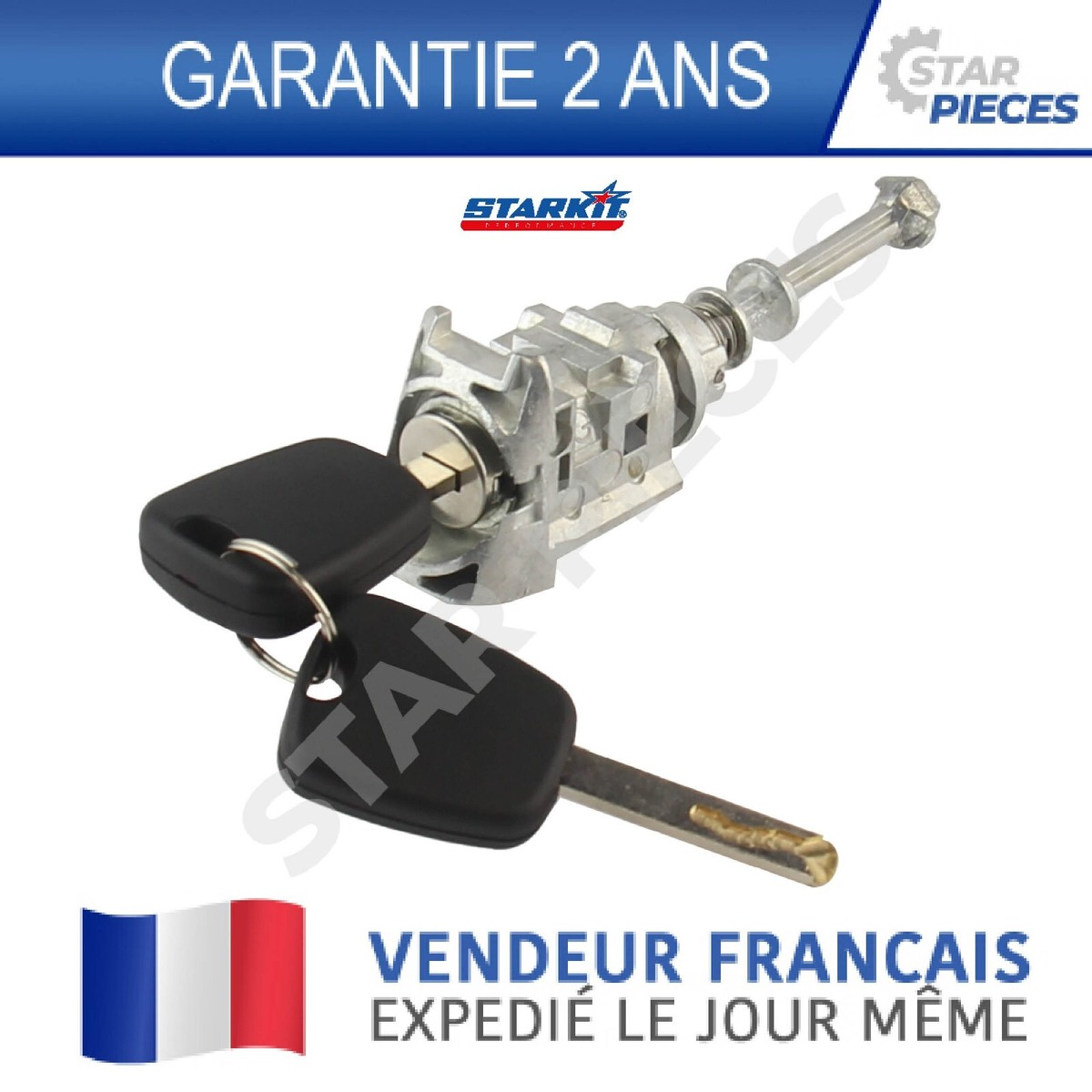 Serrure + Barillet Pour Porte Avant Gauche Peugeot 407 - Compatible Avec Ou Sans Fermeture Centralisée - Clé Fournie