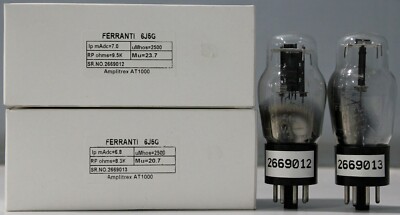 6J5G BVA FERRANTI Black Base Made in England Amplitrex tested 1MP #2669012/13