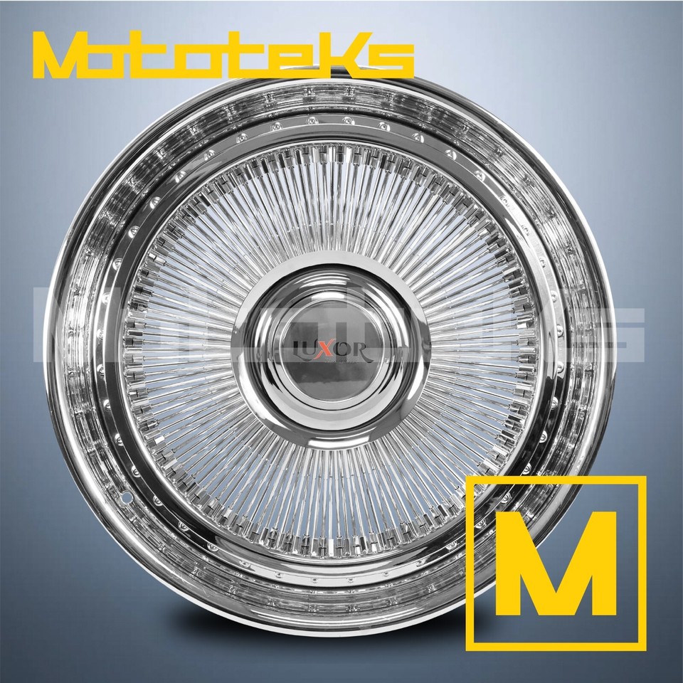 24X10 144 SPOKE STRAIGHT LACE 2-PIECE ALUMINUM WIRE WHEELS CHROME 4 ...