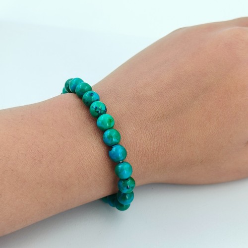 Türkis Perlen handgefertigt dehnbar heilend Reiki Yoga Armband für Frauen, Männer - Bild 6 von 20