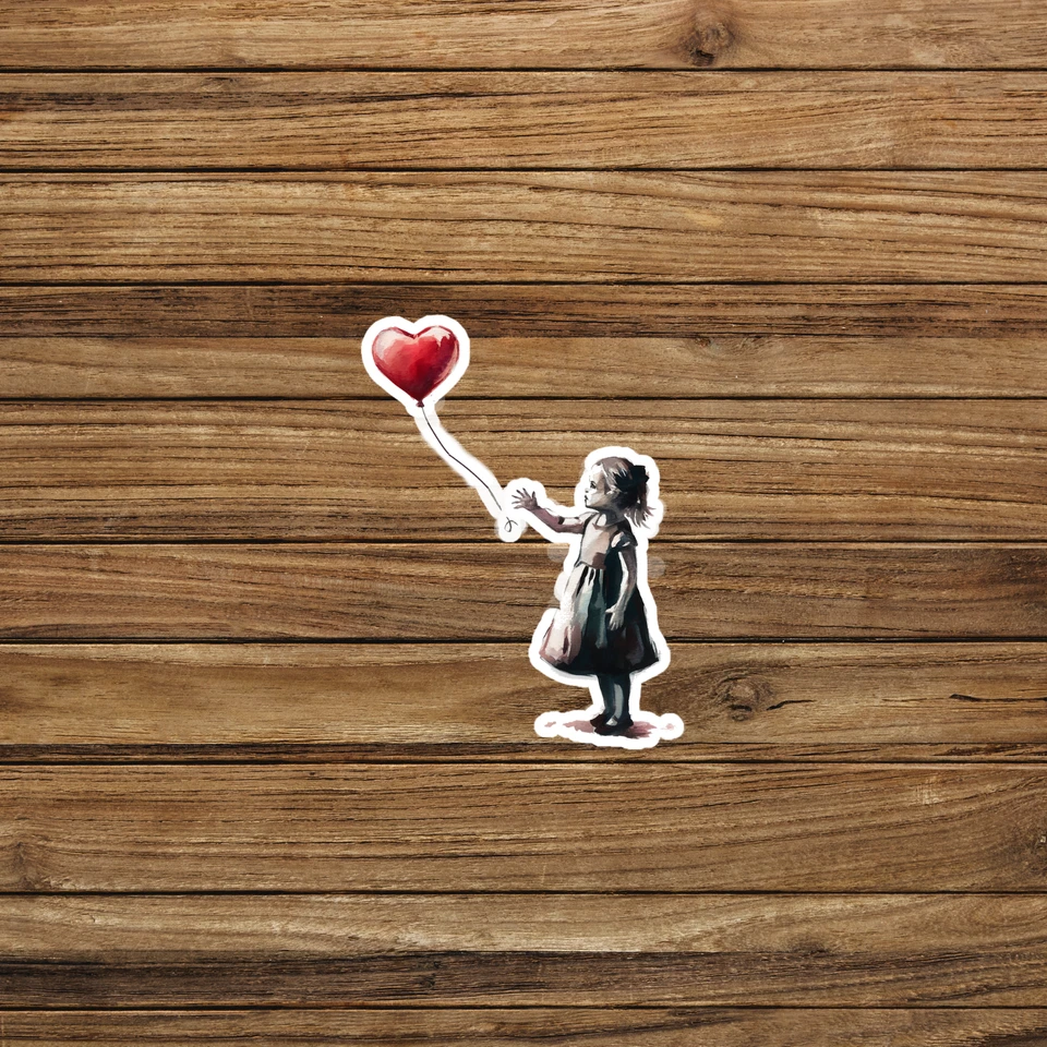 Banksy Girl with Red Balloon Heart Sticker - Iconic Street Art Decal #1305