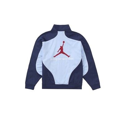 In-Hand Supreme Jordan Tricot Track Jacket Light Blue Size In-Hand Supreme Jordan Tricot Track Jacket Light Blue Size