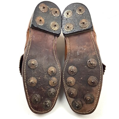 Vintage Etonic Men Golf Shoes 8 D Brown Tan Leather Oxford  display picture 1