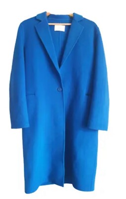Sandro Wool Cerulean Blue Coat NWT Size 38 Retail $730
