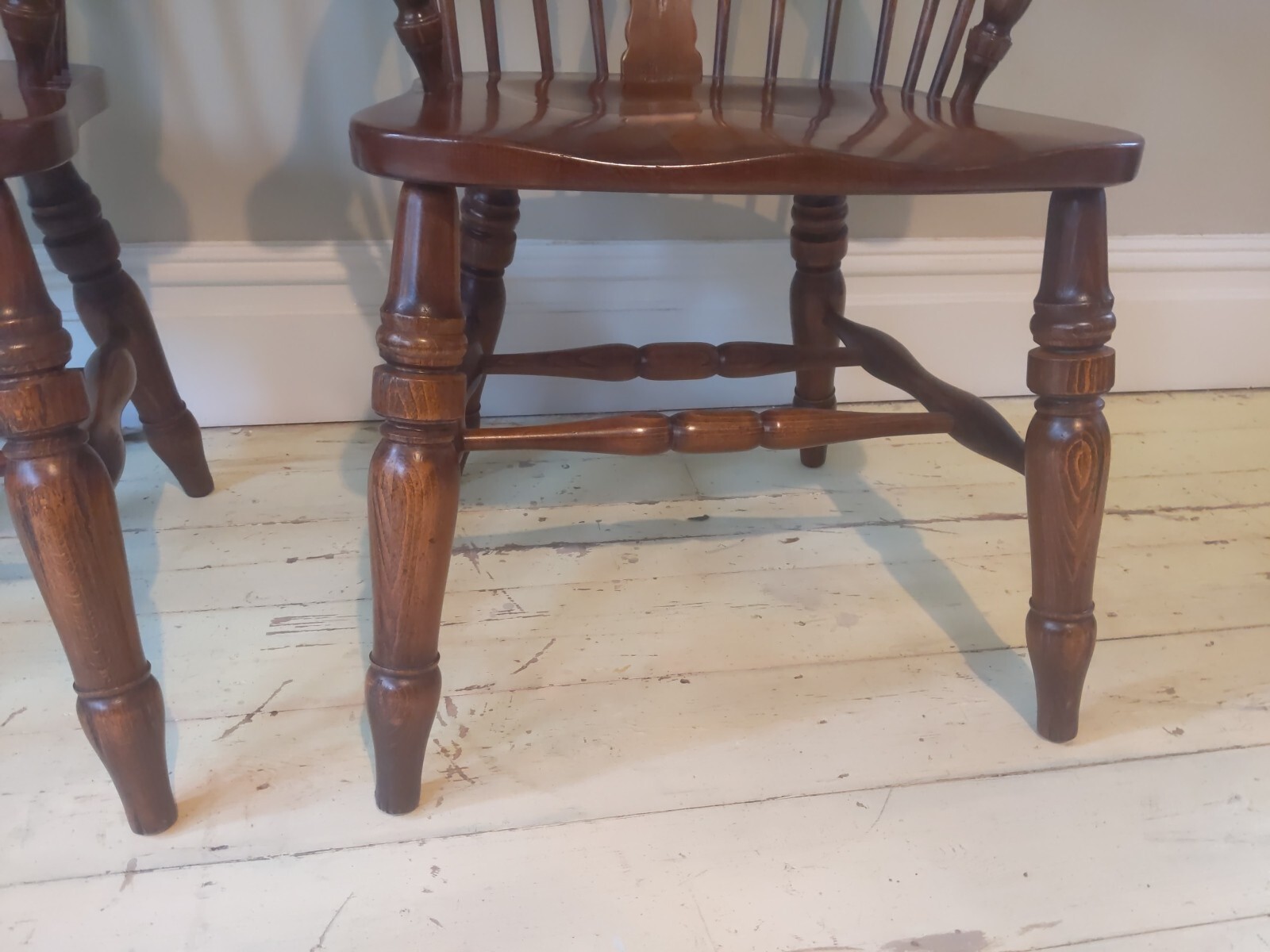 A Pair Of Antique Style Windsor High Back Wooden Chairs eBay