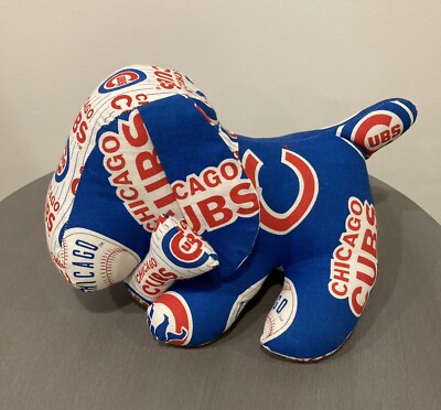 CHICAGO CUBS 12” Puppy Dog Cloth Stuffed Animal Toy MLB Baseball Handmade  OOAK