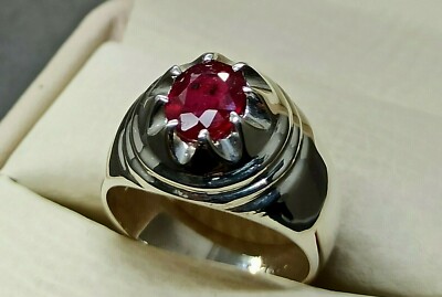 Natural Pigeon Dark Red Treated Ruby Sterling Silver 925 Handmade Women Ring