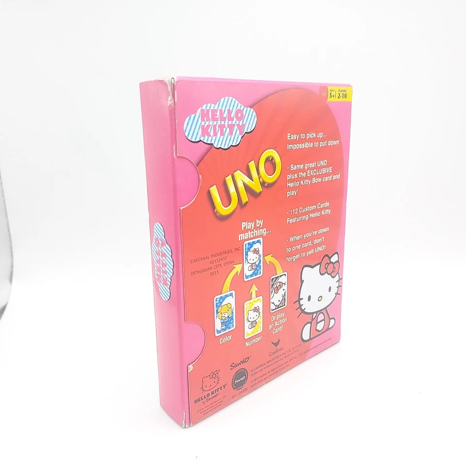 Raro 2012 HELLO KITTY UNO Juego de Cartas Cardinal Exclusivo "Hello Kitty Bow" Regla Foto 3 de 4