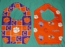 .NEW Handmade BABY CHILD BIB CLEMSON UNIVERSITY TIGERS / SHIPPING DISCOUNTS