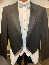 BLACK FORMAL TUXEDO TAILCOAT - Contour Notch Lapel by OSCAR de la RENTA