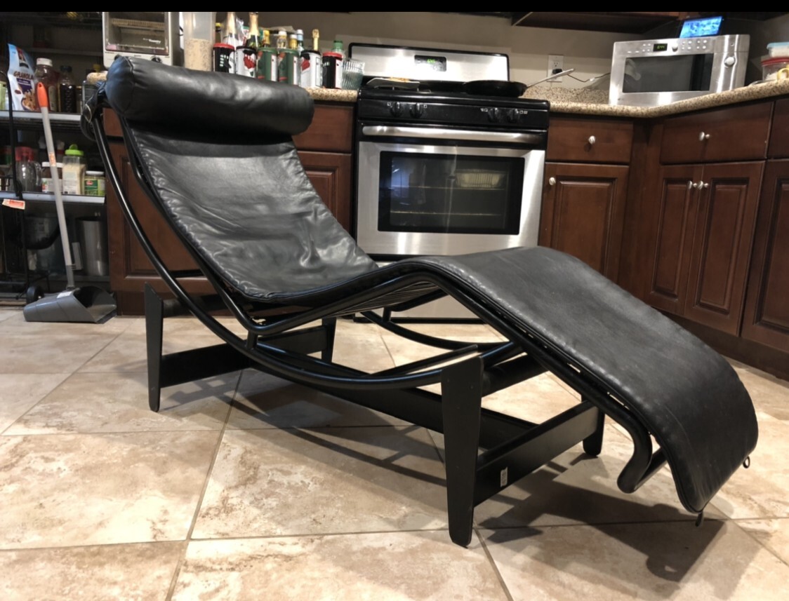 Cassina LC4 Le Corbusier Chaise Lounge Leather RARE black