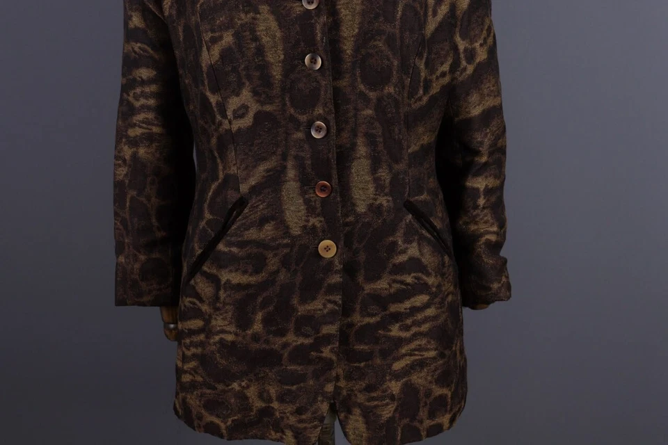 Chaqueta Abrigo Jungle Kenzo Marrón Estampado Leopardo Vintage Pecho Único Talla 44/M Foto 4 de 4