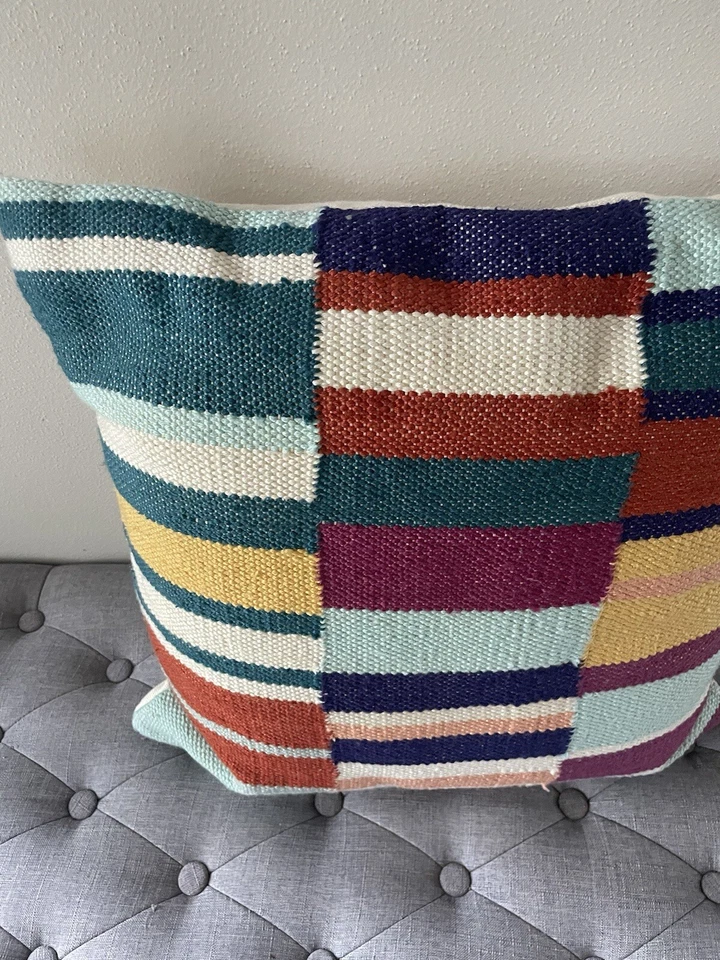 Beautiful Colorful 18” Striped Kilim Pillow Home Decorative Excellent - Image 2 of 4