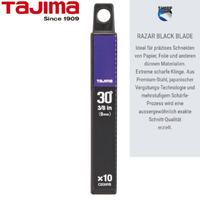 Tajima Razar Black Abbrechklingen 9 Mm 30° Klingen 10 StüCk - CB39RB