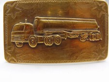 Vintage Belt Buckle Solid Brass 18 Wheeler 1950's Style Truck Tanker Semi Raised